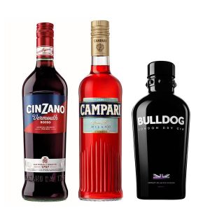 Zvýhodněný set Negroni = Campari + Bulldog Gin + Cinzano Rosso  2,15 l